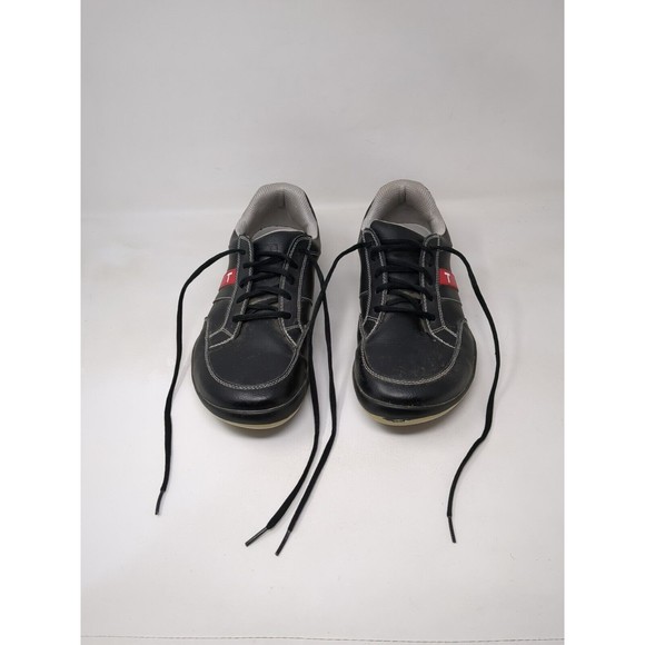 TRUE Linkswear Golf P1‎ Black Leather Shoes Men Size 10 US Red Stripe - Picture 7 of 10